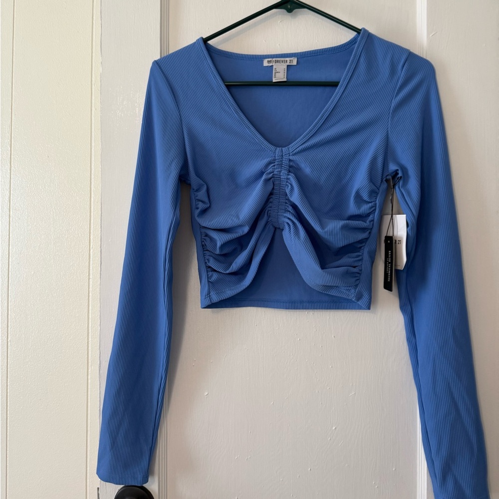 Forever 21 Vivid Blue Ruched Blouse